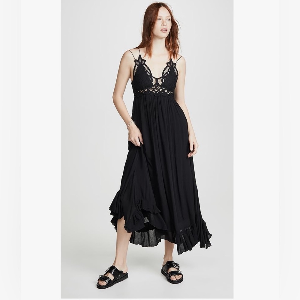 Free People Black Spaghetti Strap Maxi Dress